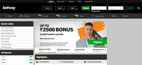 Betway India sports bonus screenshot