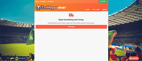 Leovegas error page screenshot